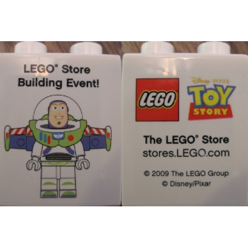 Деталь LEGO 4066pb361 Duplo, Brick 1 x 2 x 2 with LEGO Store Building Event Toy Story Buzz Lightyear 2009 Pattern