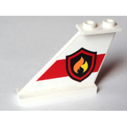 Tail 4 x 1 x 3 with Fire Logo Badge on Red Stripe Pattern Model Left Side (Sticker) - Set 60005