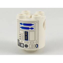 Brick, Round 2 x 2 x 2 Robot Body with Gray Lines and Blue Pattern (R2-D2) Brick, Round 2 x 2 x 2 Robot Body with Gray Lines and Blue Pattern (R2-D2)