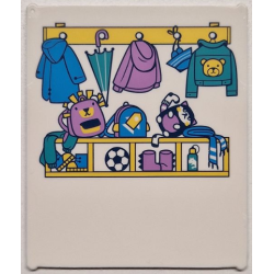 Glass for Window 1 x 6 x 6 Flat Front with Dark Azure, Dark Turquoise, Medium Lavender and Yellow Coats, Jackets, Umbrella, School Bags, Shoes and Soccer Ball Pattern Glass for Window 1 x 6 x 6 Flat Front with Dark Azure, Dark Turquoise, Medium Lavender and Yellow Coats, Jackets, Umbrella, School Bags, Shoes and Soccer Ball Pattern
