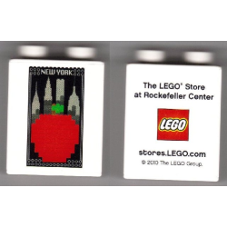 Duplo, Brick 1 x 2 x 2 with the LEGO Store New York Rockefeller Center Grand Opening Big Apple Pattern Duplo, Brick 1 x 2 x 2 with the LEGO Store New York Rockefeller Center Grand Opening Big Apple Pattern