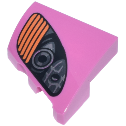 Деталь LEGO 5093pb003 Wedge 2 x 2 x 2/3 Right with Black, Silver and Dark Silver Headlights and Orange Blinker Pattern