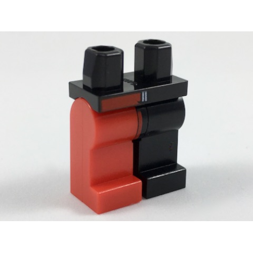 Деталь LEGO 970d03pb05 Hips and 1 Black Left Leg, 1 Red Right Leg with Red Right Side Belt Pattern