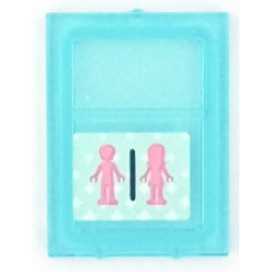 Glass for Train Door with Lip on All Sides with Dark Pink Male and Female Friends Silhouettes (Unisex Restroom) Pattern (Sticker) - Set 41429