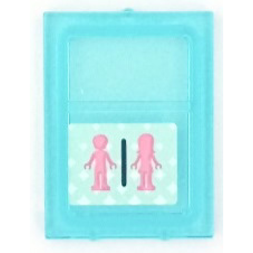 Деталь LEGO 35157pb01 Glass for Train Door with Lip on All Sides with Dark Pink Male and Female Friends Silhouettes (Unisex Restroom) Pattern (Sticker) - Set 41429