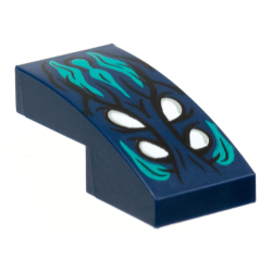 Slope, Curved 2 x 1 x 2/3 with 4 White Eyes, Dark Turquoise Hair Pattern Slope, Curved 2 x 1 x 2/3 with 4 White Eyes, Dark Turquoise Hair Pattern