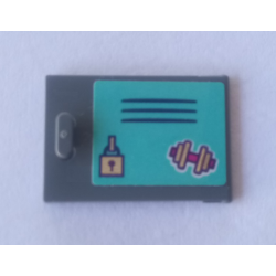 Container, Cupboard 2 x 3 x 2 Door with Lock, Weights, and Locker Vents on Medium Azure Background Pattern (Sticker) - Set 41312