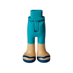 Mini Doll Hips and Trousers with Back Pockets with Molded Medium Tan Lower Legs / Boots and Printed Dark Blue Sandals Pattern - Thin Hinge