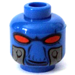 Minifigure, Head Alien SW Duros with Large Red Eyes, Dark Blue Facial Lines, Dark Bluish Gray Breathing Tube Ports, Slight Grin Pattern