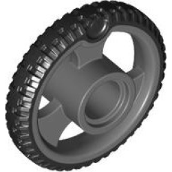 Wheel 21 x 4 with Pin Hole and 3 Spokes with Molded Black Hard Rubber Tire Pattern