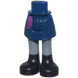 Mini Doll Hips and Skirt, Magenta Scarf Ends, Dark Bluish Gray Legs, and Black Boots Pattern - Thick Hinge