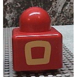 Primo Brick 1 x 1 with Yellow Square Outline on Opposite Sides Pattern - Green Primo Brick 1 x 1 with Yellow Square Outline on Opposite Sides Pattern - Green