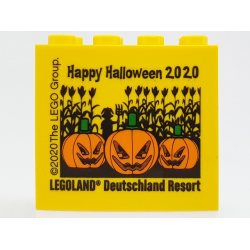 Brick 2 x 4 x 3 with Happy Halloween 2020 LEGOLAND Deutschland Resort Pattern