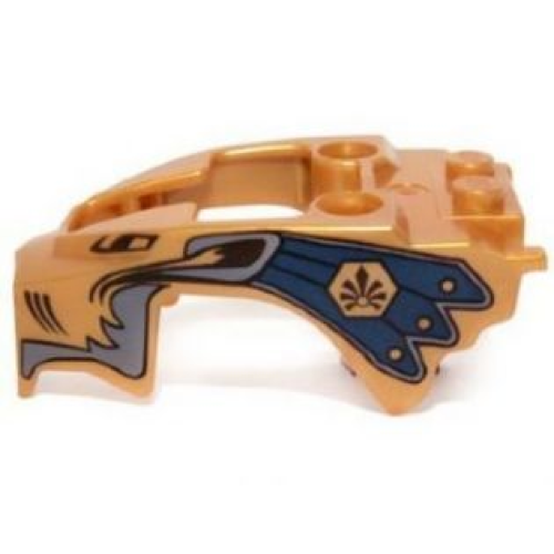 Деталь LEGO 11110pb05 Flywheel Fairing Lion Shape with Gray Mane and Dark Blue Feathers Pattern