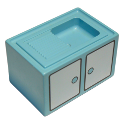Duplo, Furniture Sink with White Cabinets Pattern - Maersk Blue Duplo, Furniture Sink with White Cabinets Pattern - Maersk Blue
