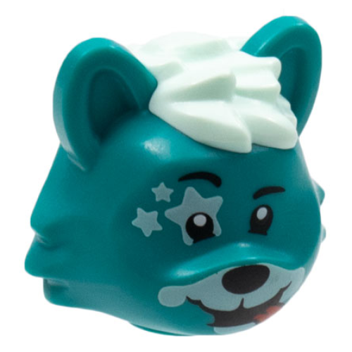 Деталь LEGO 73235pb03 Minifigure, Head, Modified Cat with Light Aqua Hair, Eye Star, and Muzzle, Red Tongue Pattern