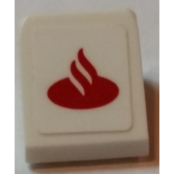 Slope 30 1 x 1 x 2/3 with Red Santander Logo on White Background Pattern (Sticker) - Sets 75879 / 75913