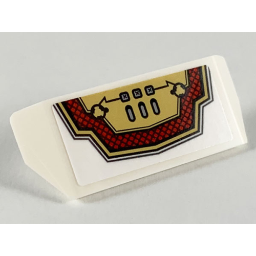 Деталь LEGO 98834pb17 Vehicle, Spoiler with Bar Handle with Gold Armor Plate and Red Mesh Pattern (Sticker) - Set 77102