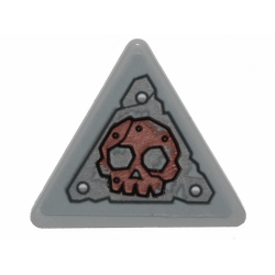 Road Sign 2 x 2 Triangle with Clip with Worn Metal Plate and Skull Pattern (Sticker) - Set 70829