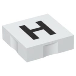 Duplo, Tile 2 x 2 with Black Capital Letter H Pattern
