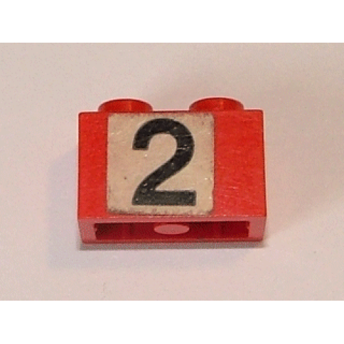 Деталь LEGO 3004pb059 Brick 1 x 2 with Black '2' on White Background Pattern (Sticker) - Set 148
