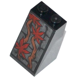 Slope 75 2 x 2 x 3 - Solid Studs with Stone Wall, Trunks and 3 Dark Red Leaves Pattern (Sticker) - Set 70008 Slope 75 2 x 2 x 3 - Solid Studs with Stone Wall, Trunks and 3 Dark Red Leaves Pattern (Sticker) - Set 70008