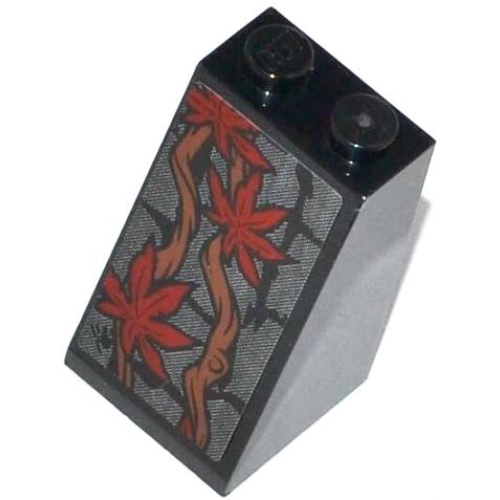 Деталь LEGO 3684cpb009 Slope 75 2 x 2 x 3 - Solid Studs with Stone Wall, Trunks and 3 Dark Red Leaves Pattern (Sticker) - Set 70008