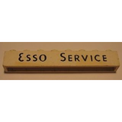 Brick 1 x 8 without Bottom Tubes with Cross Side Supports with Blue 'ESSO SERVICE' Long, Thin Letters Pattern