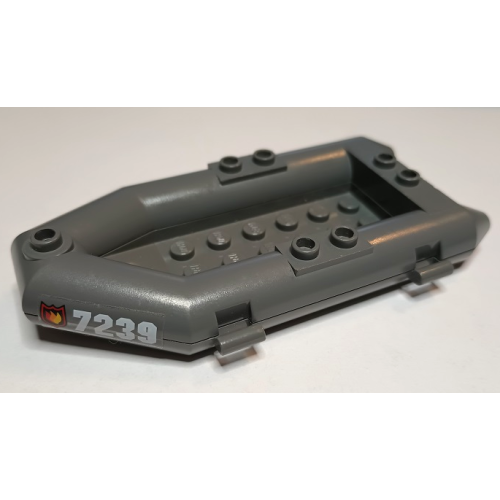 Деталь LEGO 30086c01pb02 Boat, Rubber Raft, Small with Fire Logo Badge and White '7239' Pattern on Both Sides (Stickers) - Set 7239