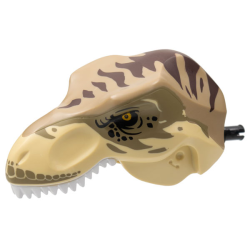 Dinosaur Head Tyrannosaurus rex with Dark Tan Top and Black Pin with White Teeth and Dark Brown Stripes Pattern Dinosaur Head Tyrannosaurus rex with Dark Tan Top and Black Pin with White Teeth and Dark Brown Stripes Pattern