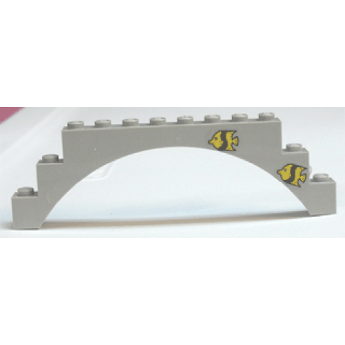 Деталь LEGO 6108pb01 Arch 1 x 12 x 3 with Two Fish Pattern (Stickers) - Set 6441
