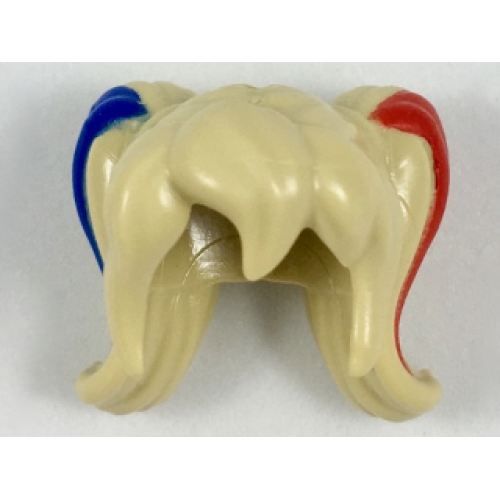 Деталь LEGO 27374pb01 Mini Doll, Hair Full Bangs and 2 Long Pigtails with Red and Blue Highlights Pattern