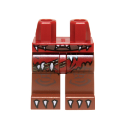 Hips and Reddish Brown Legs with Dark Red Loincloth, Belt with White Spikes and White Claws Pattern Hips and Reddish Brown Legs with Dark Red Loincloth, Belt with White Spikes and White Claws Pattern