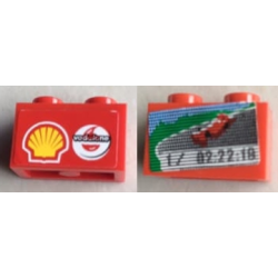 Brick 1 x 2 with Screen, Car and '1/ 02:22:18' Lap Time on One Side and Shell/Vodafone Logo on Reverse Pattern (Stickers) - Set 8144-1 Brick 1 x 2 with Screen, Car and '1/ 02:22:18' Lap Time on One Side and Shell/Vodafone Logo on Reverse Pattern (Stickers) - Set 8144-1