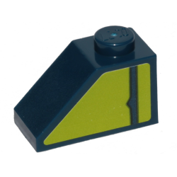 Slope 45 2 x 1 with Dark Blue Stripe on Lime Background Pattern Model Right Side (Sticker) - Set 70839 Slope 45 2 x 1 with Dark Blue Stripe on Lime Background Pattern Model Right Side (Sticker) - Set 70839