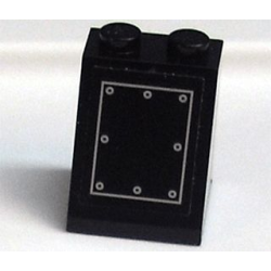 Slope 65 2 x 2 x 2 without Bottom Tube with Silver Rectangle and 8 Circles Pattern (Sticker) - Sets 3740 / 3741 / 10205 / 4186868