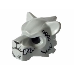 Minifigure, Headgear Mask Tiger with White Fangs, Fur, Purple Sinew Patches and Stitches Pattern Minifigure, Headgear Mask Tiger with White Fangs, Fur, Purple Sinew Patches and Stitches Pattern