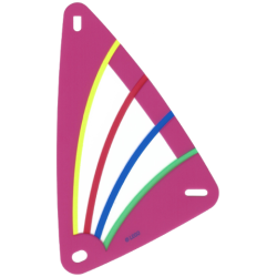 Plastic Part for Sets 5844 and 5847 - Dark Pink Sail with Trans-Clear Window and Green, Blue, Red, and Yellow Stripes Pattern