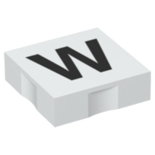 Деталь LEGO 6309pb041 Duplo, Tile 2 x 2 with Black Capital Letter W Pattern