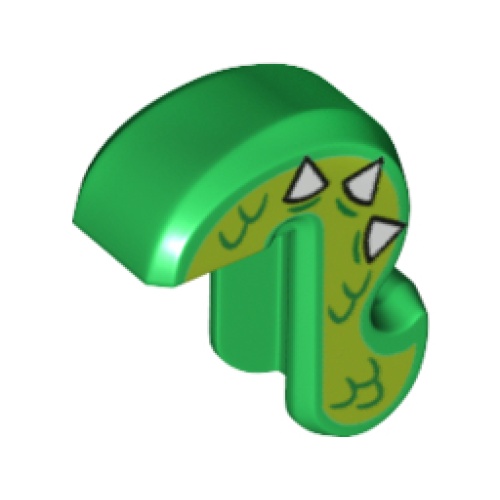 Деталь LEGO 15429pb11 Cat Tail with Lime Sides and Scales and White Spikes Pattern