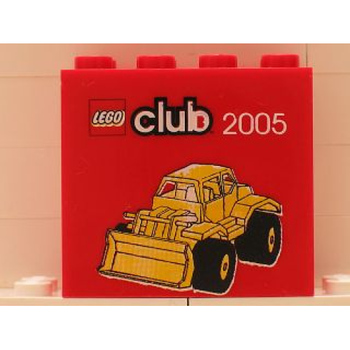 Деталь LEGO 30144pb024 Brick 2 x 4 x 3 with LEGO Club 2005 and Bulldozer Pattern