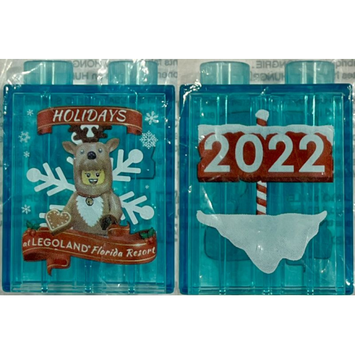 Деталь LEGO 4066pb865 Duplo, Brick 1 x 2 x 2 with Holidays at LEGOLAND Florida Resort 2022, Reindeer Costume Minifigure Pattern