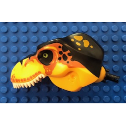 Dinosaur Head Tyrannosaurus rex with Black Top and Black Pin with White Teeth, Dark Orange Sides and Black and Bright Light Orange Spots Pattern Dinosaur Head Tyrannosaurus rex with Black Top and Black Pin with White Teeth, Dark Orange Sides and Black and Bright Light Orange Spots Pattern