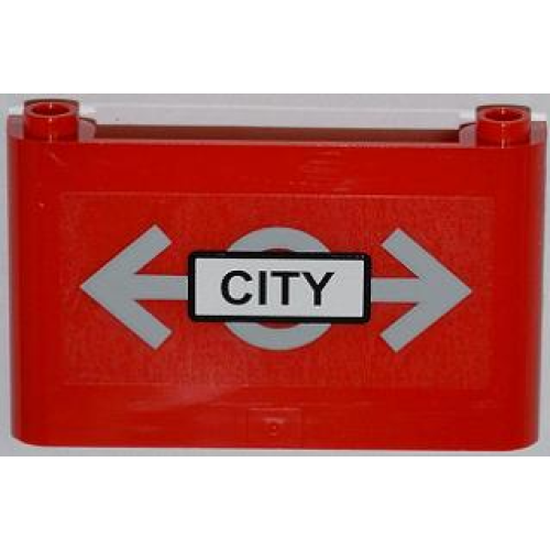 Деталь LEGO 64453pb005 Windscreen 1 x 6 x 3 with Train Logo and 'CITY' Pattern (Sticker) - Set 7937