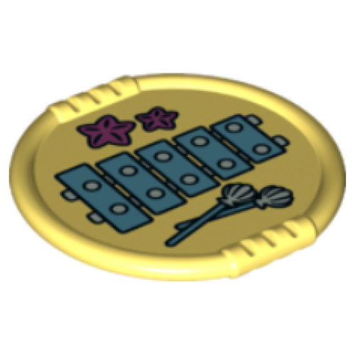 Деталь LEGO 27372pb08 Duplo Utensil Disk with Xylophone, Shell Mallets, and Starfish Pattern