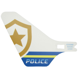 Plastic Tail for Flying Helicopter with 'POLICE' and Partial Police Gold Star Badge Logo Pattern on Both Sides