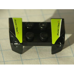 Vehicle, Mudguard 2 x 4 with Headlights Overhang with 'SuperFast' on Lime, White, and Black Pattern on Both Sides (Stickers) - Set 8119