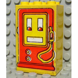 Stickered Assembly 3 x 2 x 4 with Fabuland Gas / Fuel Pump Large Pattern (Sticker) - Sets 344 / 134 - 4 Brick 2 x 3