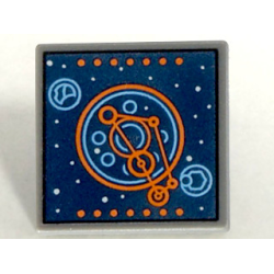 Road Sign 2 x 2 Square with Open O Clip with Blue and Orange Space Screen Pattern Road Sign 2 x 2 Square with Open O Clip with Blue and Orange Space Screen Pattern