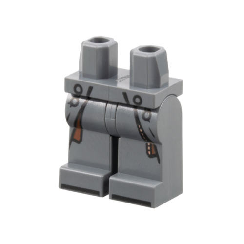 Деталь LEGO 970c00pb1532 Hips and Legs with Trench Coat Ends with Reddish Brown Lining and Buttons, Thin Black Toes Pattern